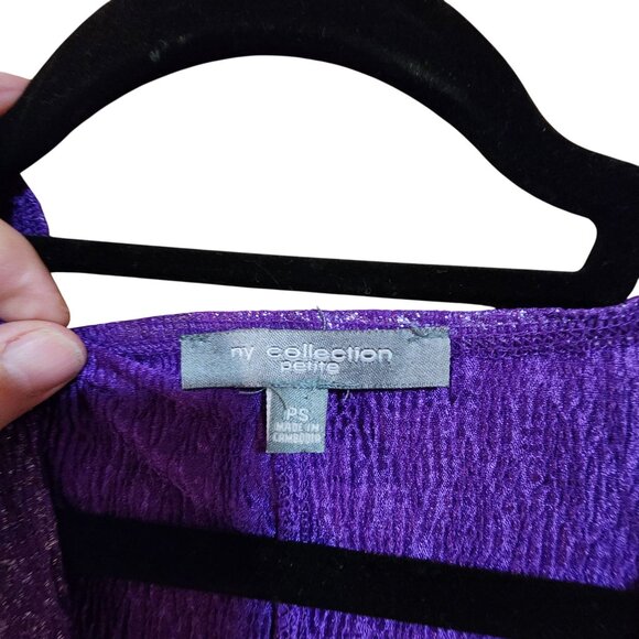 Metallic Purple My Collection Petite PS Long Sleeve Top With Front Twist Detail - Picture 3 of 3